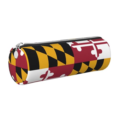 gopoo Maryland Federmappe mit Staatsflagge aus Leder, schmal, ästhetische Ledertasche, Schreibwaren-Organizer-Tasche mit tragbarem Metallring, silber, Einheitsgröße, Kartenhalter von gopoo