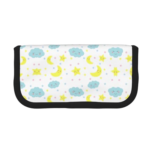 gopoo Moon Cloud Star Federmäppchen aus Segeltuch – organisierte Aufbewahrung für Reisen und den täglichen Gebrauch, Federmäppchen, Make-up-Tasche von gopoo