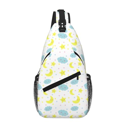 gopoo Moon Cloud Star Sling Brusttasche – schlanker Sling-Rucksack für Männer und Frauen, leichte Reise-Umhängetasche, Crossbody, lässiger Tagesrucksack von gopoo