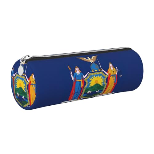 gopoo New York State Flag Leder-Federmäppchen, schlanke ästhetische Ledertasche, Schreibwaren-Organizer-Tasche mit tragbarem Metallring, silber, Einheitsgröße, Kartenhalter gopoo New York State Flag Leder-Federmäppchen, schlanke ästhetische Ledertasche, Schreibwaren-Organizer-Tasche mit tragbarem Metallring, silber, Einheitsgröße, Kartenhalter von gopoo