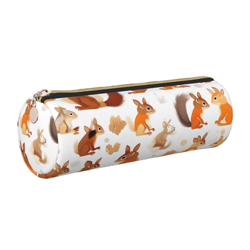 gopoo Niedliches Eichhörnchen-Leder-Federmäppchen, schlanke ästhetische Ledertasche, Schreibwaren-Organizer-Tasche mit tragbarem Metallring, gold, Einheitsgröße, Kartenhalter gopoo Niedliches Eichhörnchen-Leder-Federmäppchen, schlanke ästhetische Ledertasche, Schreibwaren-Organizer-Tasche mit tragbarem Metallring, gold, Einheitsgröße, Kartenhalter von gopoo