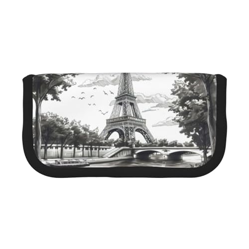 gopoo Niedliches Federmäppchen aus Segeltuch, Motiv: Der Eiffelturm in Paris, organisierte Aufbewahrung für Reisen und den täglichen Gebrauch, Federmäppchen, Make-up-Tasche von gopoo