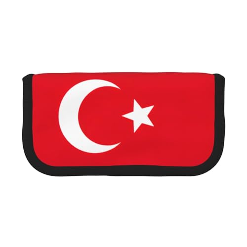 gopoo Niedliches Federmäppchen aus Segeltuch mit Flagge der Türkei – organisierte Aufbewahrung für Reisen und den täglichen Gebrauch, Federmäppchen, Make-up-Tasche von gopoo