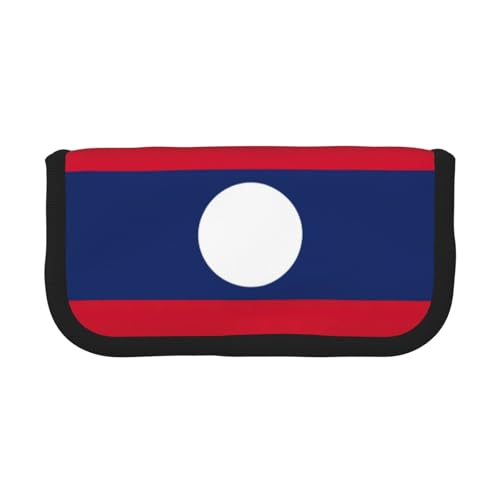 gopoo Niedliches Federmäppchen aus Segeltuch mit Flagge von Laos – organisierte Aufbewahrung für Reisen und den täglichen Gebrauch, Federmäppchen, Make-up-Tasche von gopoo