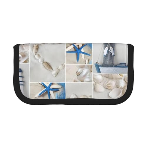 gopoo Niedliches Federmäppchen aus Segeltuch mit Seestern und Leuchtturm, organisierte Aufbewahrung für Reisen und den täglichen Gebrauch, Federmäppchen, Make-up-Tasche von gopoo