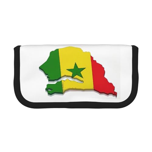 gopoo Niedliches Federmäppchen aus Segeltuch mit Senegal-Flagge, organisierte Aufbewahrung für Reisen und den täglichen Gebrauch, Federmäppchen, Make-up-Tasche von gopoo