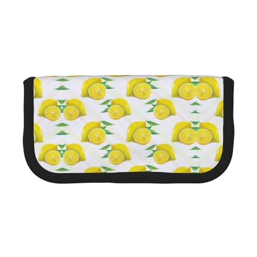 gopoo Niedliches Federmäppchen aus Segeltuch mit gelbem Zitronengelb – organisierte Aufbewahrung für Reisen und den täglichen Gebrauch, Federmäppchen, Make-up-Tasche von gopoo