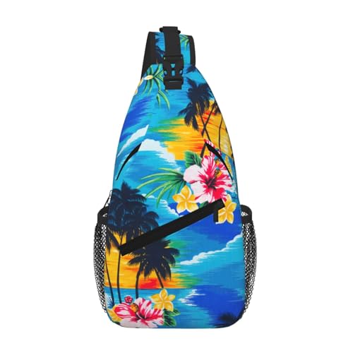 gopoo Palm Tree Sling Chest Bag - Slim Sling Rucksack für Männer Frauen Leichte Reise Schultertasche Crossbody Casual Daypack von gopoo