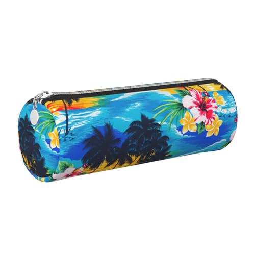 gopoo Palme Leder-Federmäppchen, schlanke ästhetische Ledertasche, Schreibwaren-Organizer-Tasche mit tragbarem Metallring, silber, Einheitsgröße, Kartenhalter von gopoo