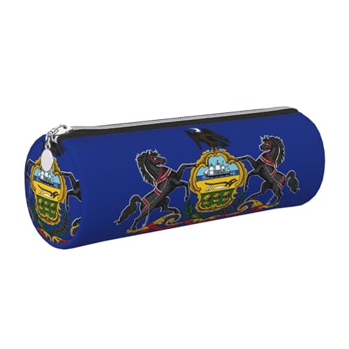gopoo Pennsylvania Federmäppchen aus Leder, mit Staatsflagge, schmal, ästhetisches Leder, Schreibwaren-Organizer-Tasche mit tragbarem Metallring, silber, Einheitsgröße, Kartenhalter gopoo Pennsylvania Federmäppchen aus Leder, mit Staatsflagge, schmal, ästhetisches Leder, Schreibwaren-Organizer-Tasche mit tragbarem Metallring, silber, Einheitsgröße, Kartenhalter von gopoo