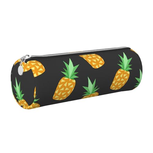 gopoo Pineapple Leder-Federmäppchen, schlanke ästhetische Ledertasche, Schreibwaren-Organizer-Tasche mit tragbarem Metallring, silber, Einheitsgröße, Kartenhalter von gopoo