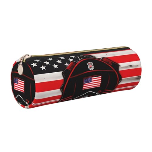 gopoo Red Line Feuerwehrmann-Flagge, Leder-Federmäppchen, schlanke ästhetische Ledertasche, Schreibwaren-Organizer-Tasche mit tragbarem Metallring, gold, Einheitsgröße, Kartenhalter gopoo Red Line Feuerwehrmann-Flagge, Leder-Federmäppchen, schlanke ästhetische Ledertasche, Schreibwaren-Organizer-Tasche mit tragbarem Metallring, gold, Einheitsgröße, Kartenhalter von gopoo