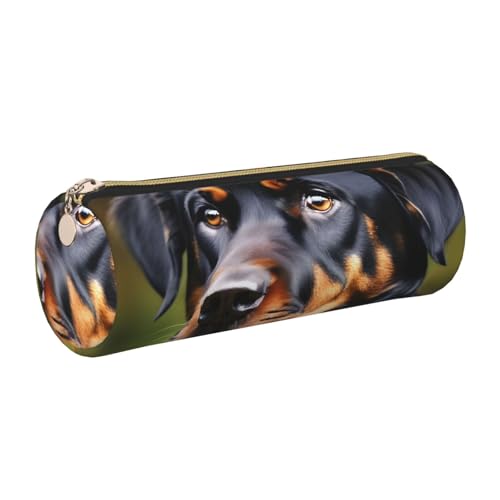 gopoo Rottweiler-Muster, Leder-Federmäppchen, schlanke ästhetische Ledertasche, Schreibwaren-Organizer-Tasche mit tragbarem Metallring, gold, Einheitsgröße, Kartenhalter gopoo Rottweiler-Muster, Leder-Federmäppchen, schlanke ästhetische Ledertasche, Schreibwaren-Organizer-Tasche mit tragbarem Metallring, gold, Einheitsgröße, Kartenhalter von gopoo