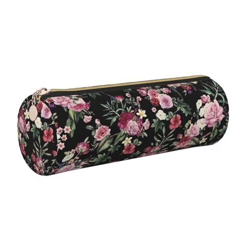 gopoo Safflower Leaf Leder-Federmäppchen, schlanke ästhetische Ledertasche, Schreibwaren-Organizer-Tasche mit tragbarem Metallring, gold, Einheitsgröße, Kartenhalter von gopoo