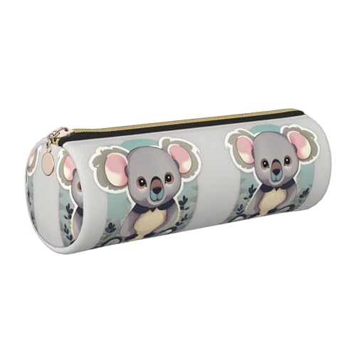 gopoo Schönes Koala-Leder-Federmäppchen, schlanke ästhetische Ledertasche, Schreibwaren-Organizer-Tasche mit tragbarem Metallring, gold, Einheitsgröße, Kartenhalter von gopoo