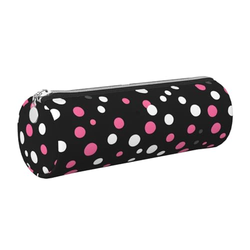 gopoo Schwarze gepunktete Leder-Federmäppchen, schlanke ästhetische Ledertasche, Schreibwaren-Organizer-Tasche mit tragbarem Metallring, silber, Einheitsgröße, Kartenhalter von gopoo