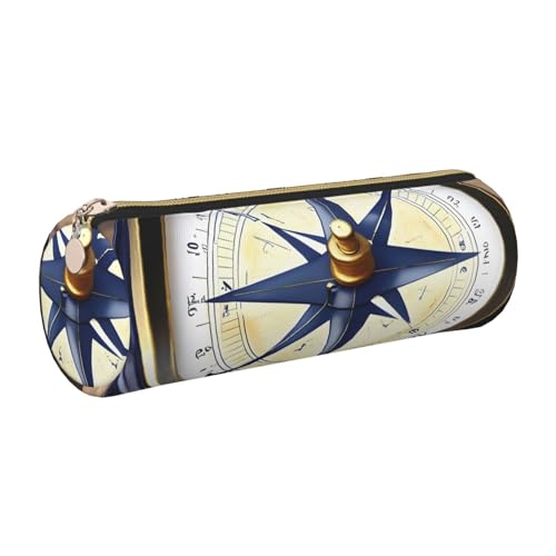 gopoo Segelinstrumente Leder-Federmäppchen, schlanke ästhetische Ledertasche, Schreibwaren-Organizer-Tasche mit tragbarem Metallring, gold, Einheitsgröße, Kartenhalter von gopoo