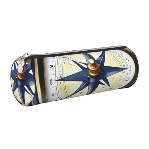 gopoo Segelinstrumente Leder-Federmäppchen, schlanke ästhetische Ledertasche, Schreibwaren-Organizer-Tasche mit tragbarem Metallring, silber, Einheitsgröße, Kartenhalter von gopoo