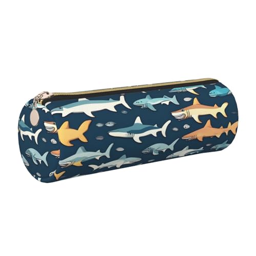 gopoo Sharks Federmäppchen aus nautischem Leder, schlanke ästhetische Ledertasche, Schreibwaren-Organizer-Tasche mit tragbarem Metallring, gold, Einheitsgröße, Kartenhalter von gopoo