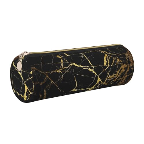 gopoo Stilvolles, goldfarbenes Marmorier-Federmäppchen, schlanke ästhetische Ledertasche, Schreibwaren-Organizer-Tasche mit tragbarem Metallring, gold, Einheitsgröße, Kartenhalter von gopoo