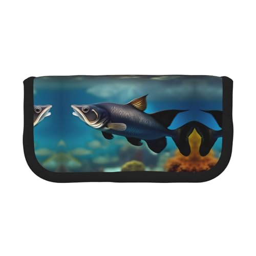 gopoo Subaquatic Federmäppchen aus Segeltuch mit Wels-Motiv, organisierte Aufbewahrung für Reisen und den täglichen Gebrauch, Federmäppchen, Make-up-Tasche von gopoo
