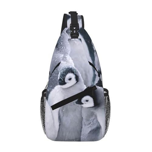 gopoo Süße Penguin1 Sling Brusttasche – schlanker Sling-Rucksack für Männer und Frauen, leichte Reise-Umhängetasche, Crossbody, lässiger Tagesrucksack von gopoo