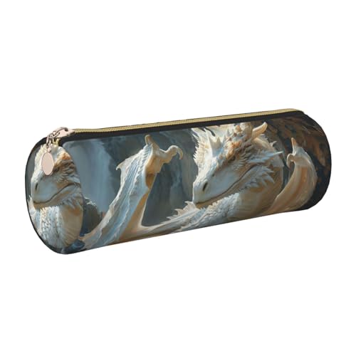 gopoo Weißes Onychosaurus-Leder-Federmäppchen, schlanke ästhetische Ledertasche, Schreibwaren-Organizer-Tasche mit tragbarem Metallring, gold, Einheitsgröße, Kartenhalter von gopoo