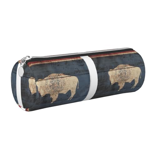 gopoo Wyoming Leder-Federmäppchen, schlanke ästhetische Ledertasche, Schreibwaren-Organizer-Tasche mit tragbarem Metallring, silber, Einheitsgröße, Kartenhalter von gopoo