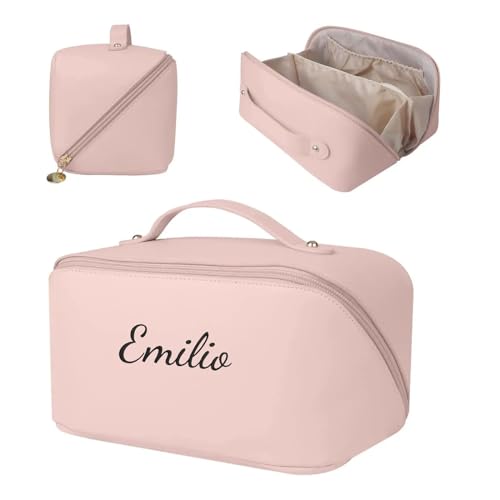 gorm Personalisierbare Make-up-Tasche mit Namen, personalisierbar, Brautgeschenk, Geburtstagsgeschenk für Frauen, personalisierte Make-up-Tasche, Reise-Make-up-Tasche, Weihnachten, Pink, Custom, Art von gorm