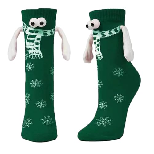 Weihnachts-Hand-in-Hand-Socken, Neuheit Freundschaft 3D Weihnachtsmann Design Socken, Weihnachts-Magnethandsocken, Geschenke für Männer, Frauen, Freunde, Paare Gormyel von gormyel