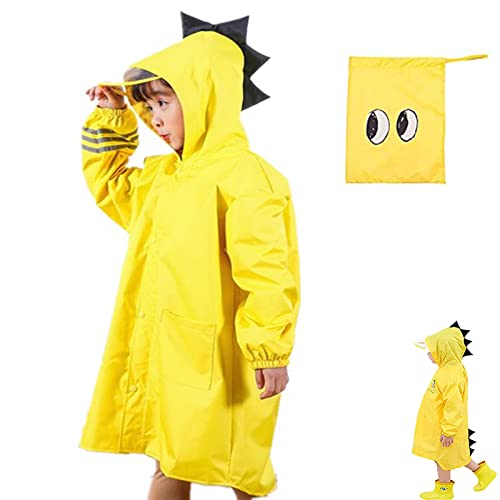 gotyou Kids Raincoat, Dinosaurier-Regenmantel für Kinder, Cartoon-Regenmantel für Mädchen und Jungen, wasserdichter Regenmantel mit Kapuze, Kinderregenmantel Tragbarer Wiederverwendbarer(Größe : M) von gotyou