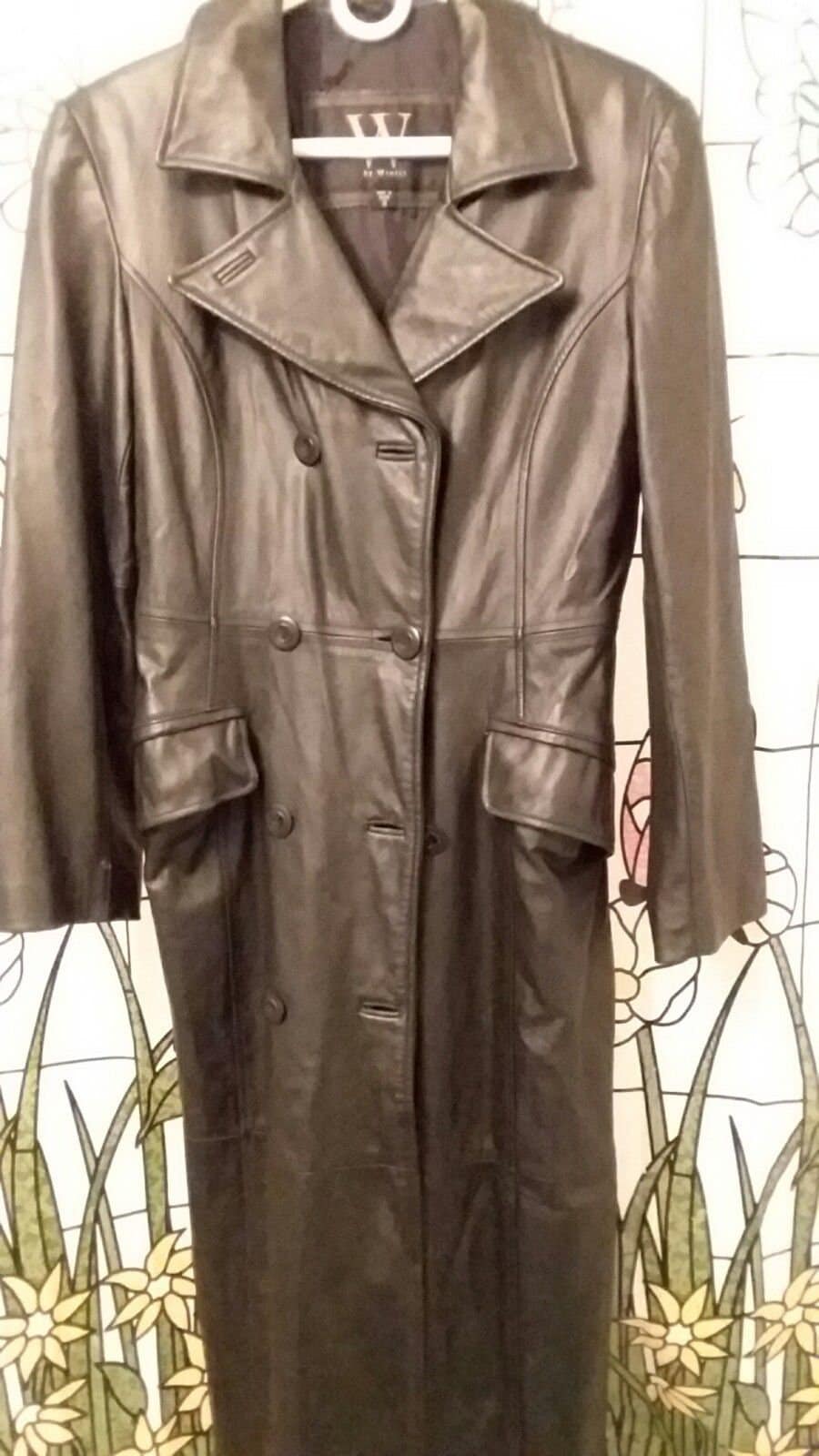 Winlit New York Damen Echtleder Zweireihiger Trenchcoat Sz S von govintagenat