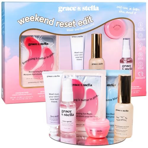grace & stella, Preisgekröntes Wochenende Neustart Geschenkeset Frauen - Pflegeset Damen Augenpads, Hyaluronsäure-Serum, Schlammmaske & Mehr, Wellness Set, Geburtstagsgeschenk Frau grace & stella, Preisgekröntes Wochenende Neustart Geschenkeset Frauen - Pflegeset Damen Augenpads, Hyaluronsäure-Serum, Schlammmaske & Mehr, Wellness Set, Geburtstagsgeschenk Frau von grace & stella