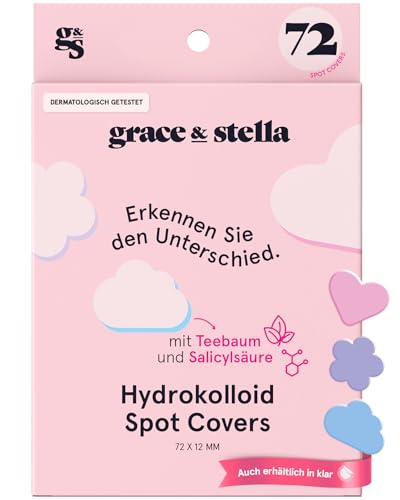 grace & stella Pickel Patch, Spotabdeckung, Hydrocolloid-Patches für Gesicht, Dermatologe Getestete & Vegane Spot Cover, Verschiedene Formen, 72 Stück von grace & stella