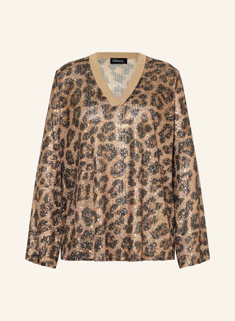 Grace Blusenshirt Mit Pailletten Und Glitzergarn gold von grace