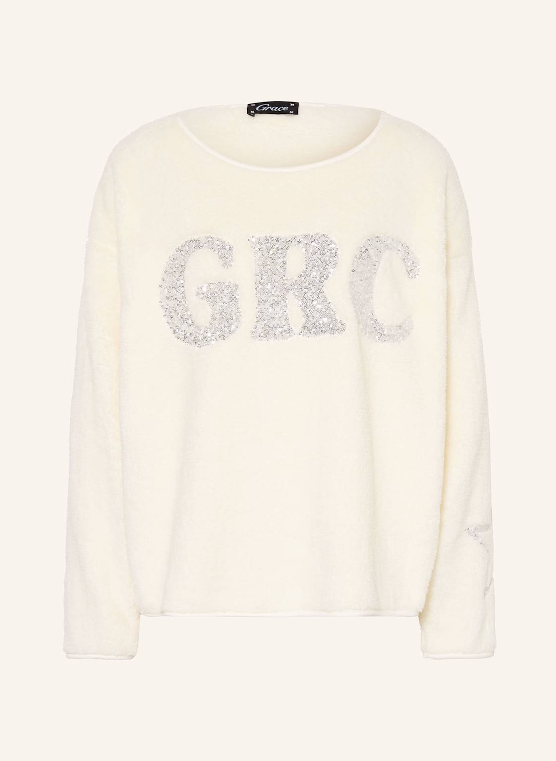 Grace Fleecepullover Mit Pailletten weiss von grace