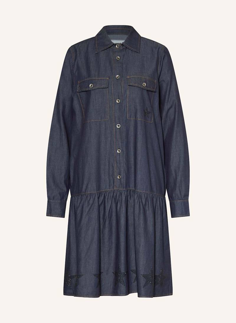 Grace Hemdblusenkleid In Jeansoptik Mit Schmucksteinen blau von grace