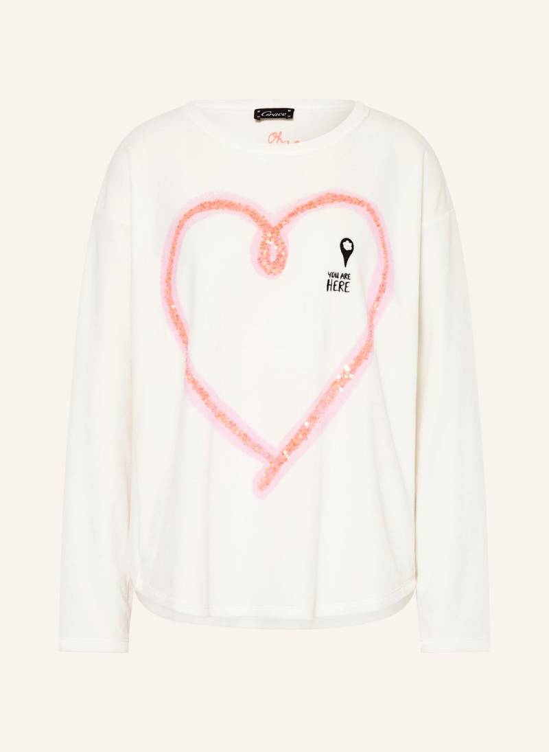Grace Nickishirt Mit Pailletten weiss von grace