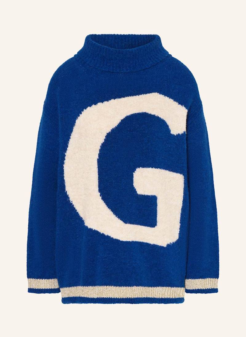 Grace Oversized-Pullover Mit Alpaka Und Glitzergarn blau von grace