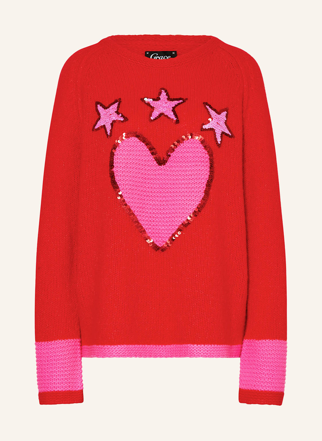 Grace Pullover Mit Pailletten rot von grace