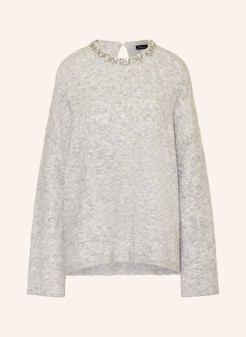 Grace Pullover Mit Schmucksteinen grau von grace