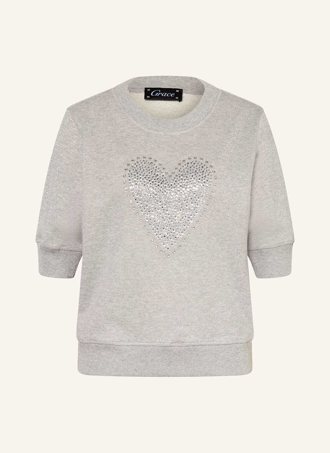 Grace Sweatshirt Mit Schmucksteinen Und Glitzergarn silber von grace