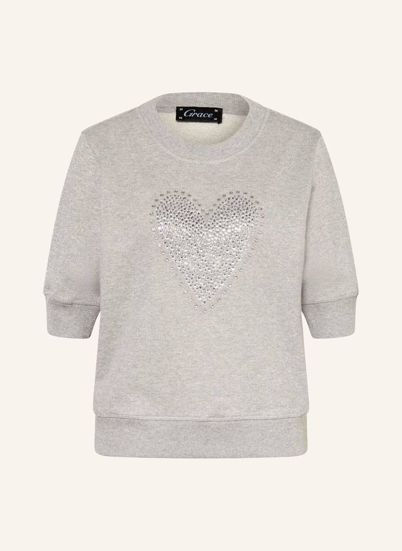 Grace Sweatshirt Mit Schmucksteinen Und Glitzergarn silber von grace