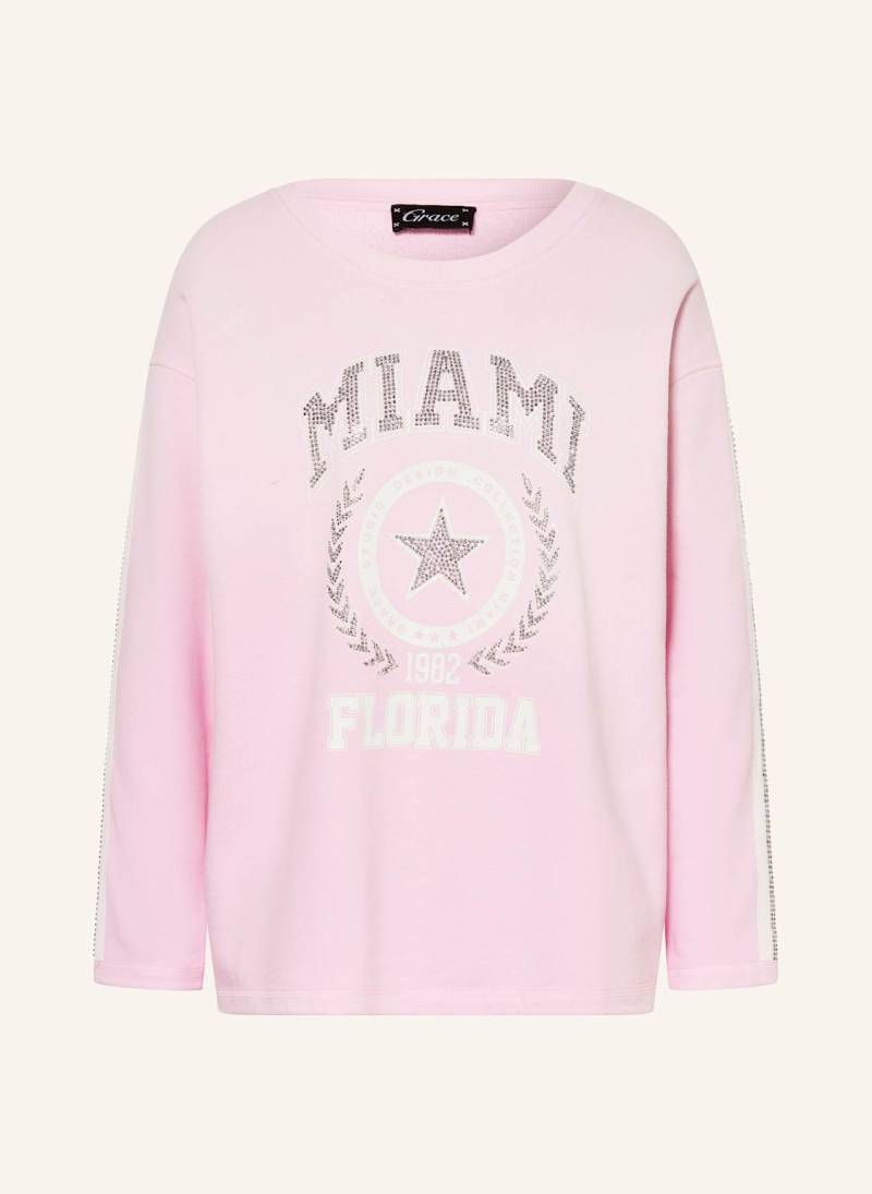 Grace Sweatshirt Mit Schmucksteinen rosa von grace