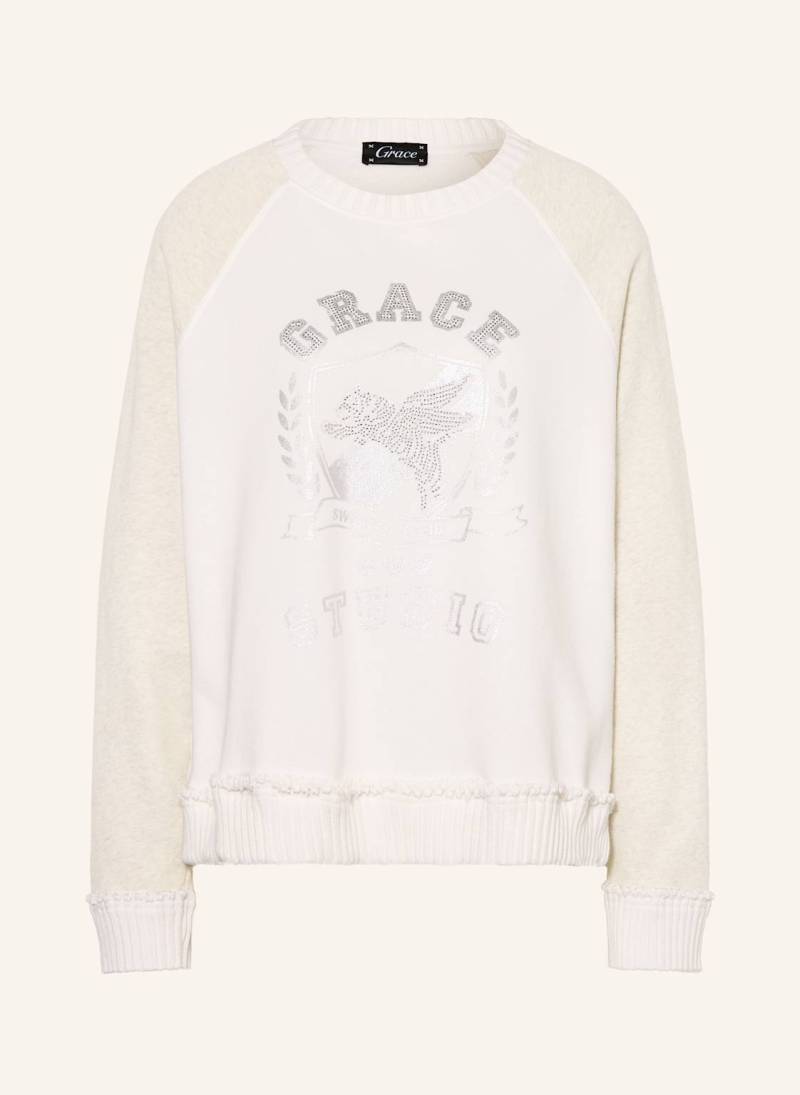 Grace Sweatshirt Mit Schmucksteinen weiss von grace