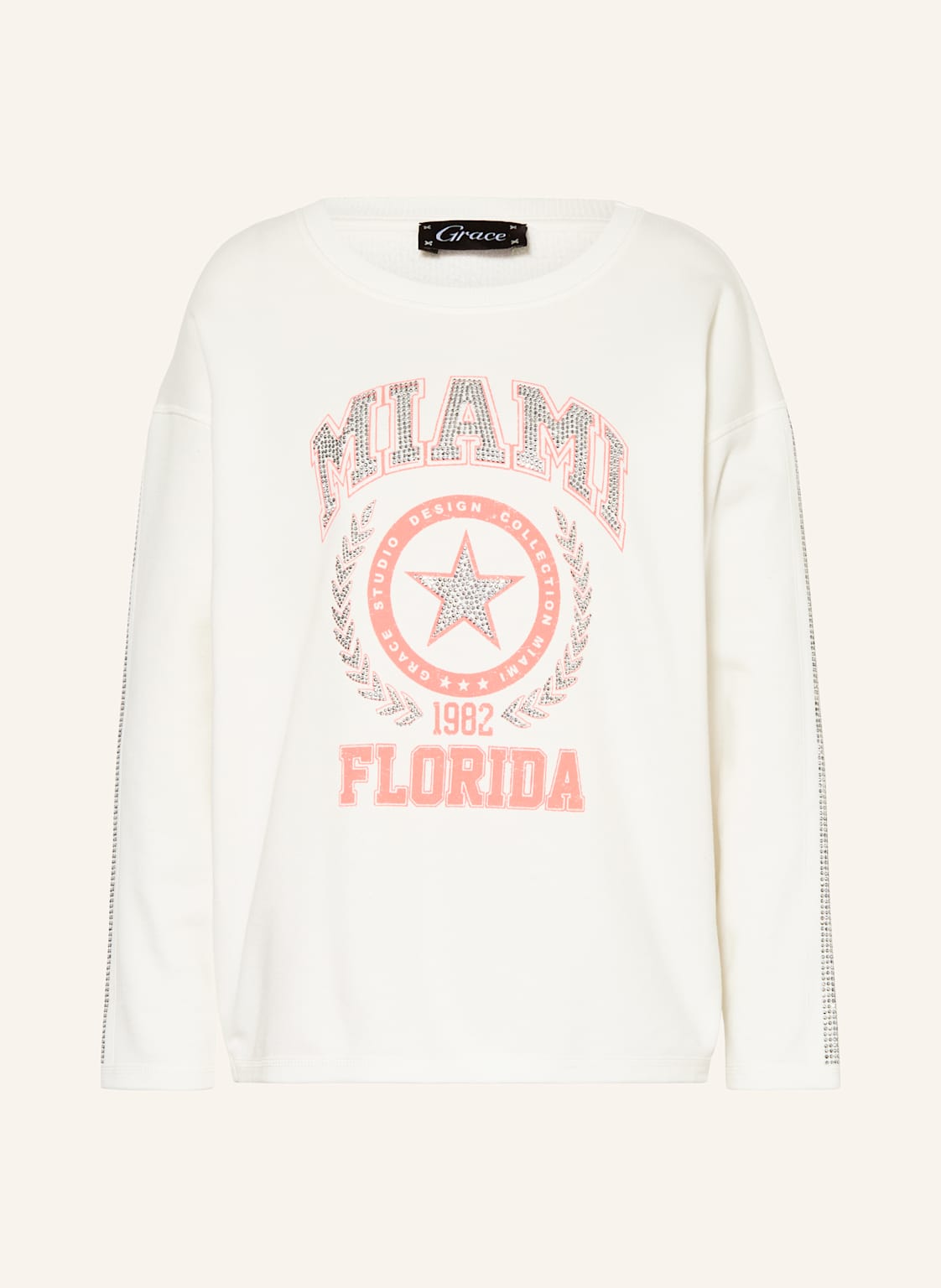 Grace Sweatshirt Mit Schmucksteinen weiss von grace