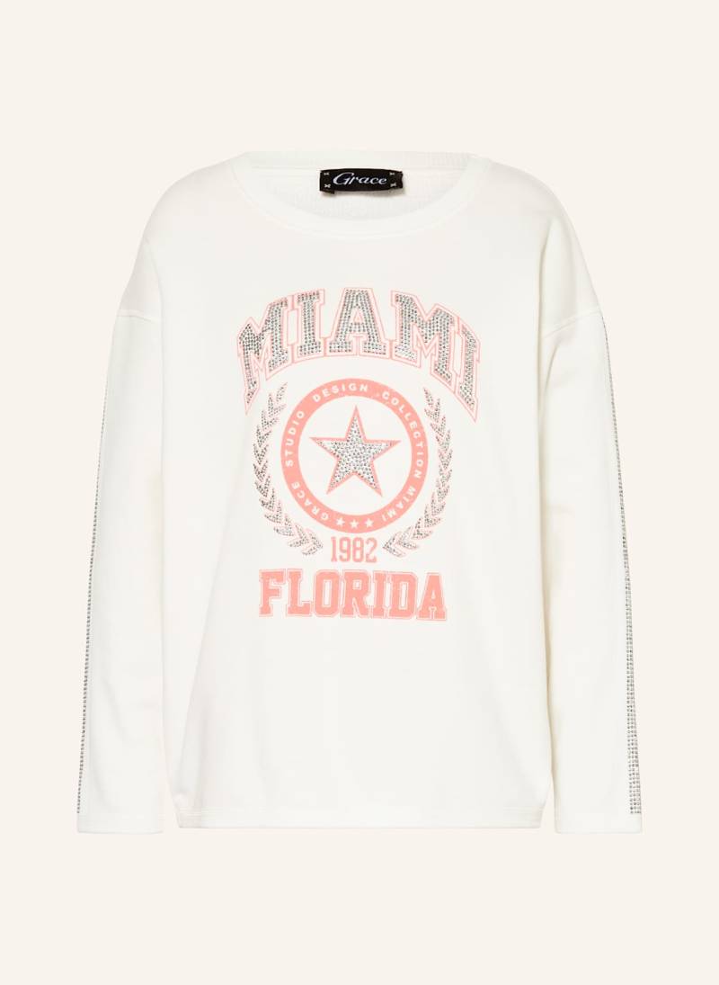 Grace Sweatshirt Mit Schmucksteinen weiss von grace