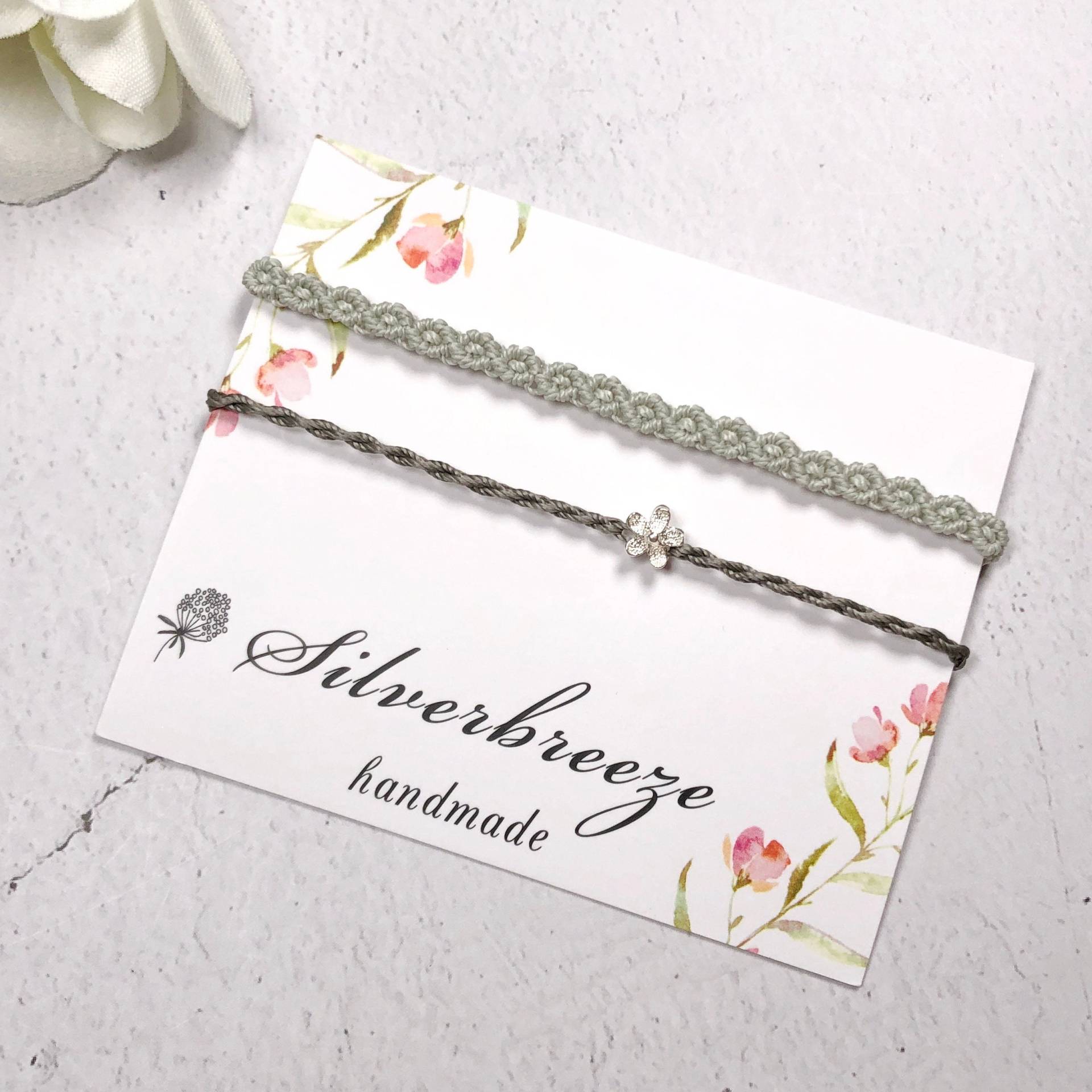 Geschenkset - Silber Blumenschnur Armband, Glücksarmband, String Geschenke Für Sie | Tb211 Geschenkset - Silber Blumenschnur Armband, Glücksarmband, String Geschenke Für Sie | Tb211 von gracefulbanquet