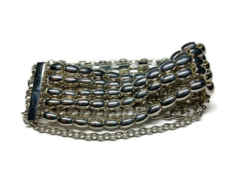 Vtg 80Er 2-Seitiges Silber Braceleet von graceltd