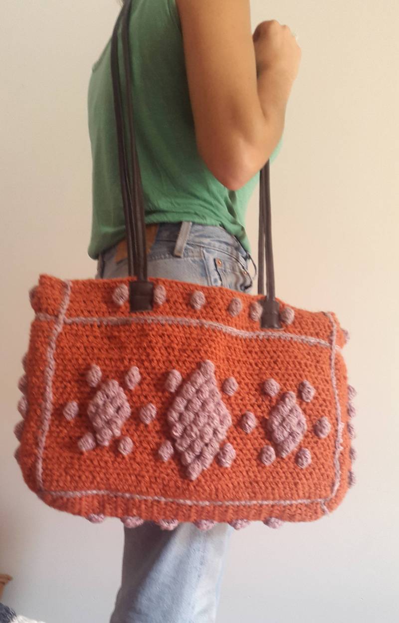 Ausgefallene Tasche in Orange Wolle Und Parma - Ausgefallene Einkaufstasche Ausgefallene Tasche in Orange Wolle Und Parma - Ausgefallene Einkaufstasche von gracyloufribush